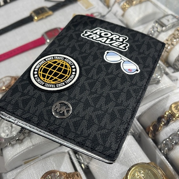 Michael Kors Other - Michael Kors Jet Set Travel Md Embellished Signature Logo Passport Case
Black